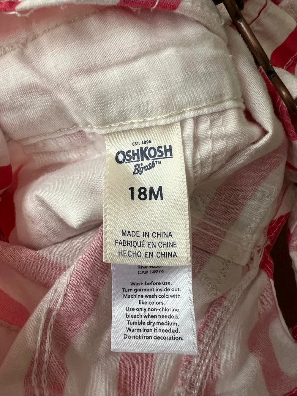OSHKOSH Coral Striped Cotton Skirtall, 18mo